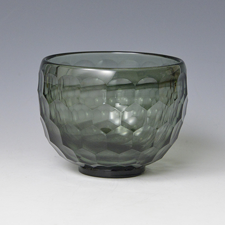 「No.1 藍円形切子茶碗 / Tea bowl, Indigo, Glass, Faceted」の写真　その2